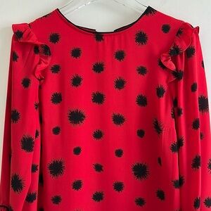 Who What Wear Women’s Floral Print Ruffle Long Sleeve Boat Neck Shift Mini Dress